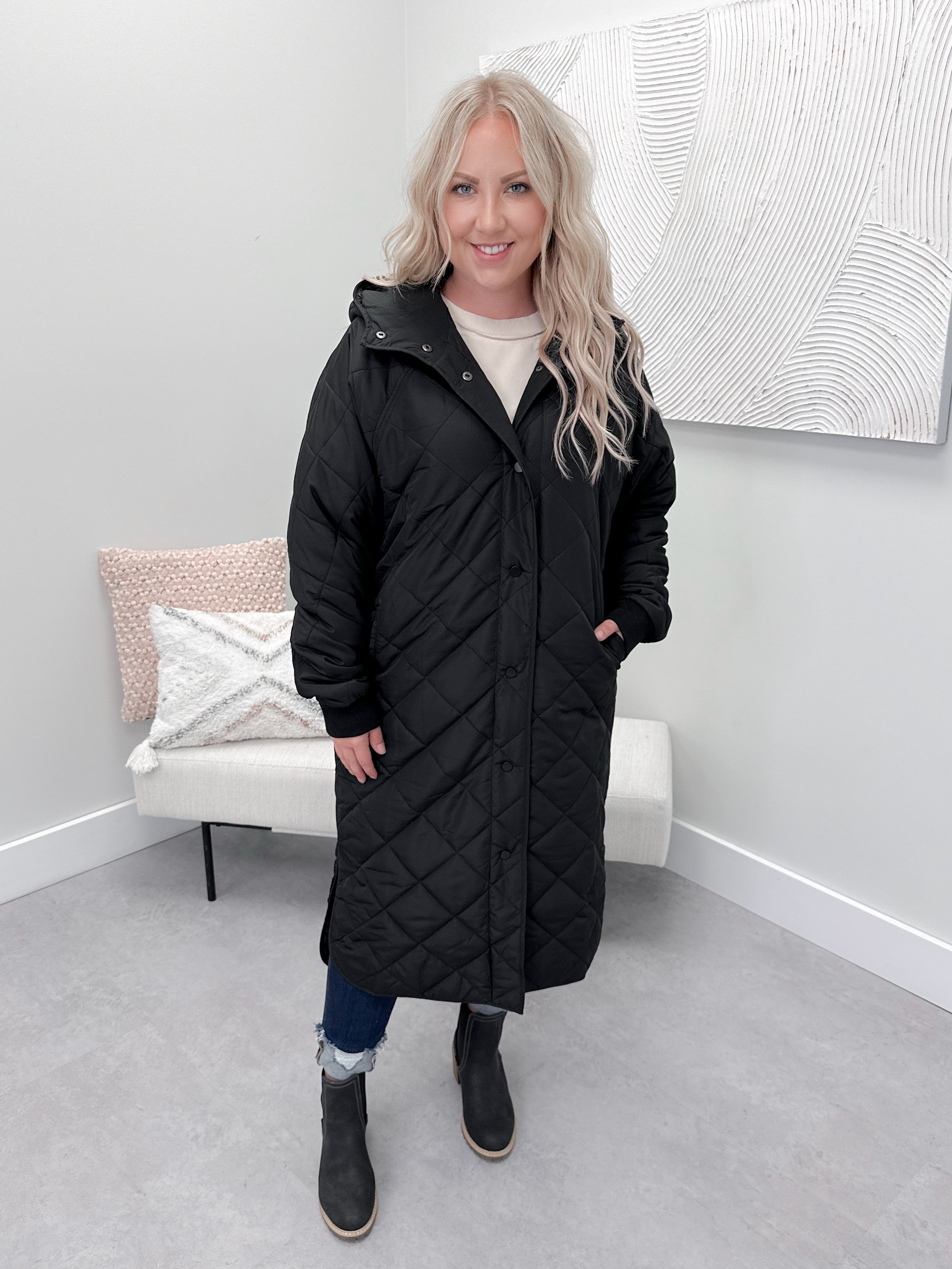 Fernie Quilted Jacket in Black - 3X