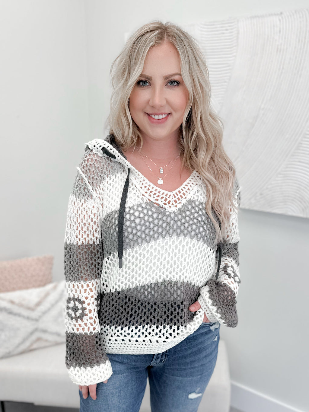 Hidie Crochet Hoodie - Size Small