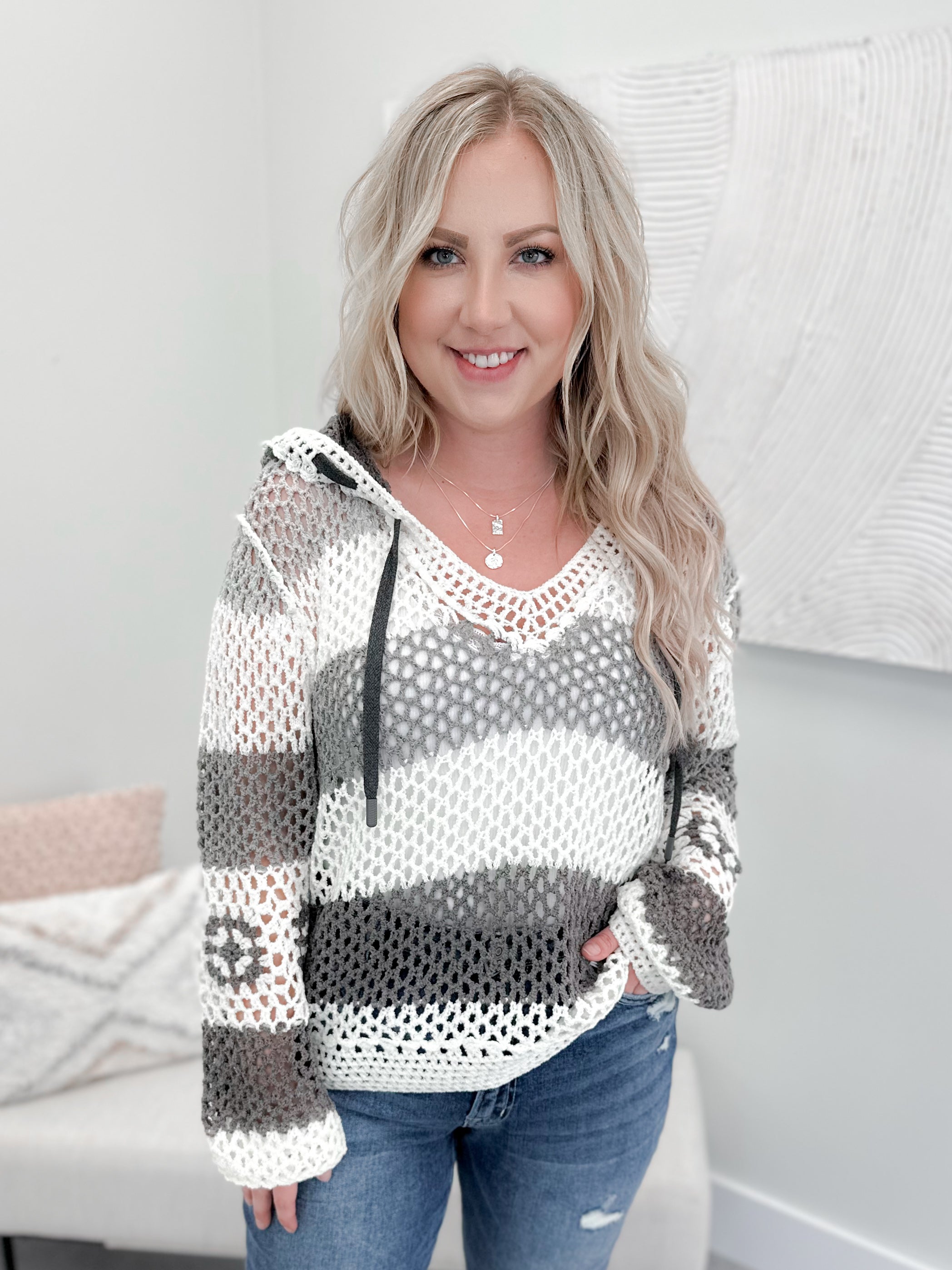 Hidie Crochet Hoodie - Size Small