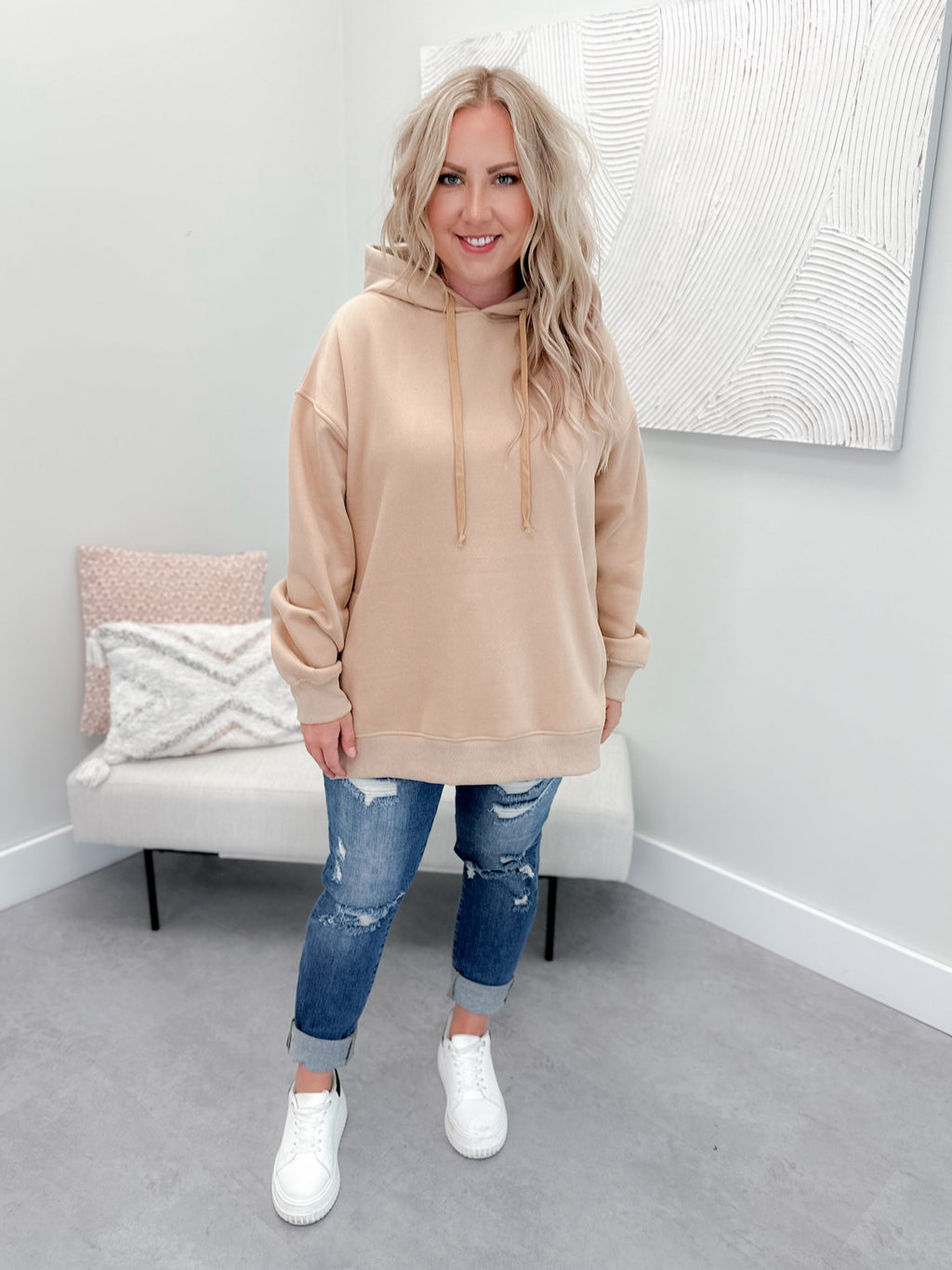Hayden Boyfriend Hoodie in Taupe