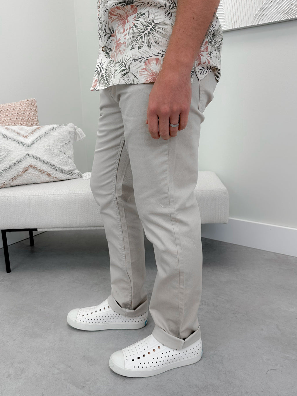 Traction Slub Mens Denim in Stone