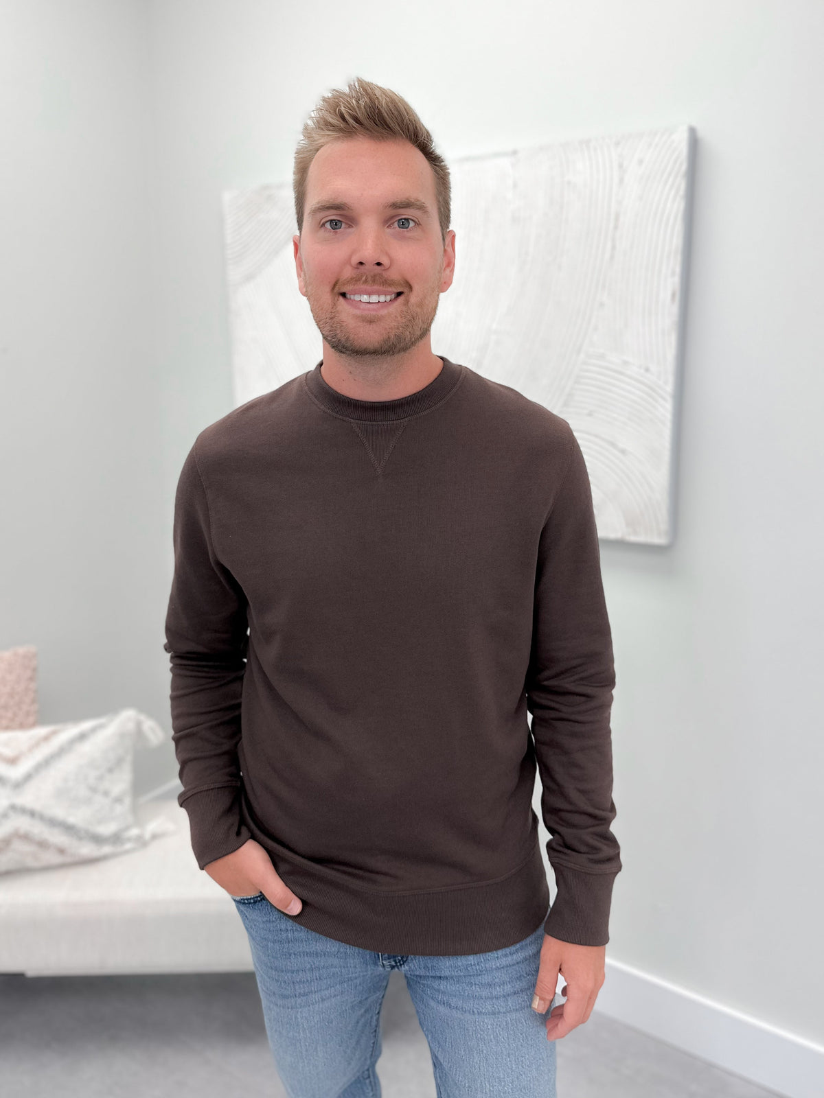 Dobby Mens Pullover in Chocolate