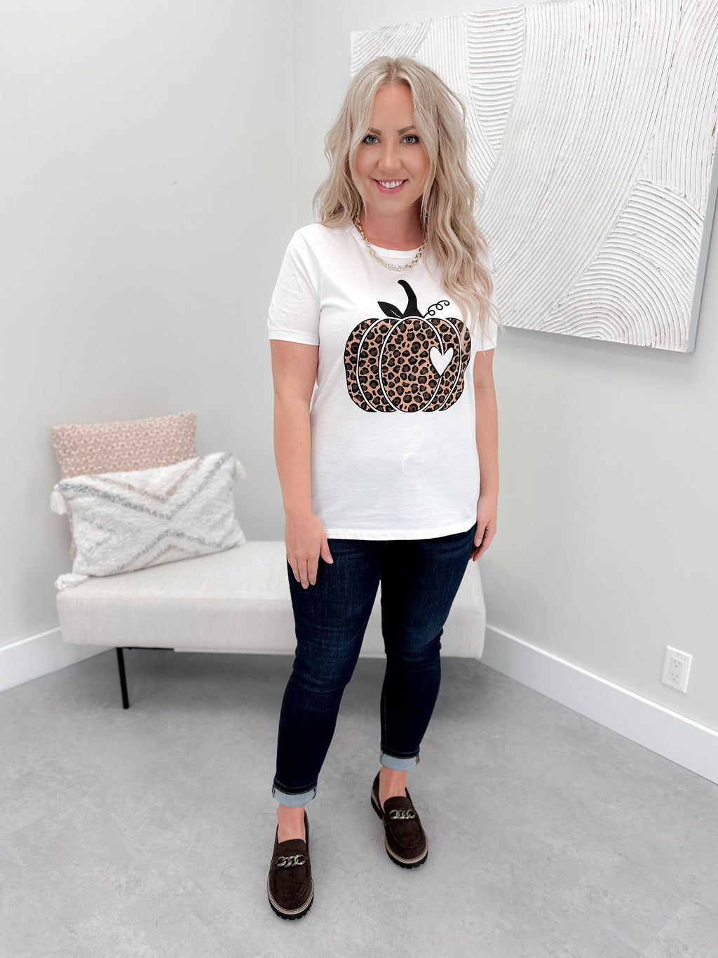Roxy Foxy Pumpkin Tee in White by Ash + Antler