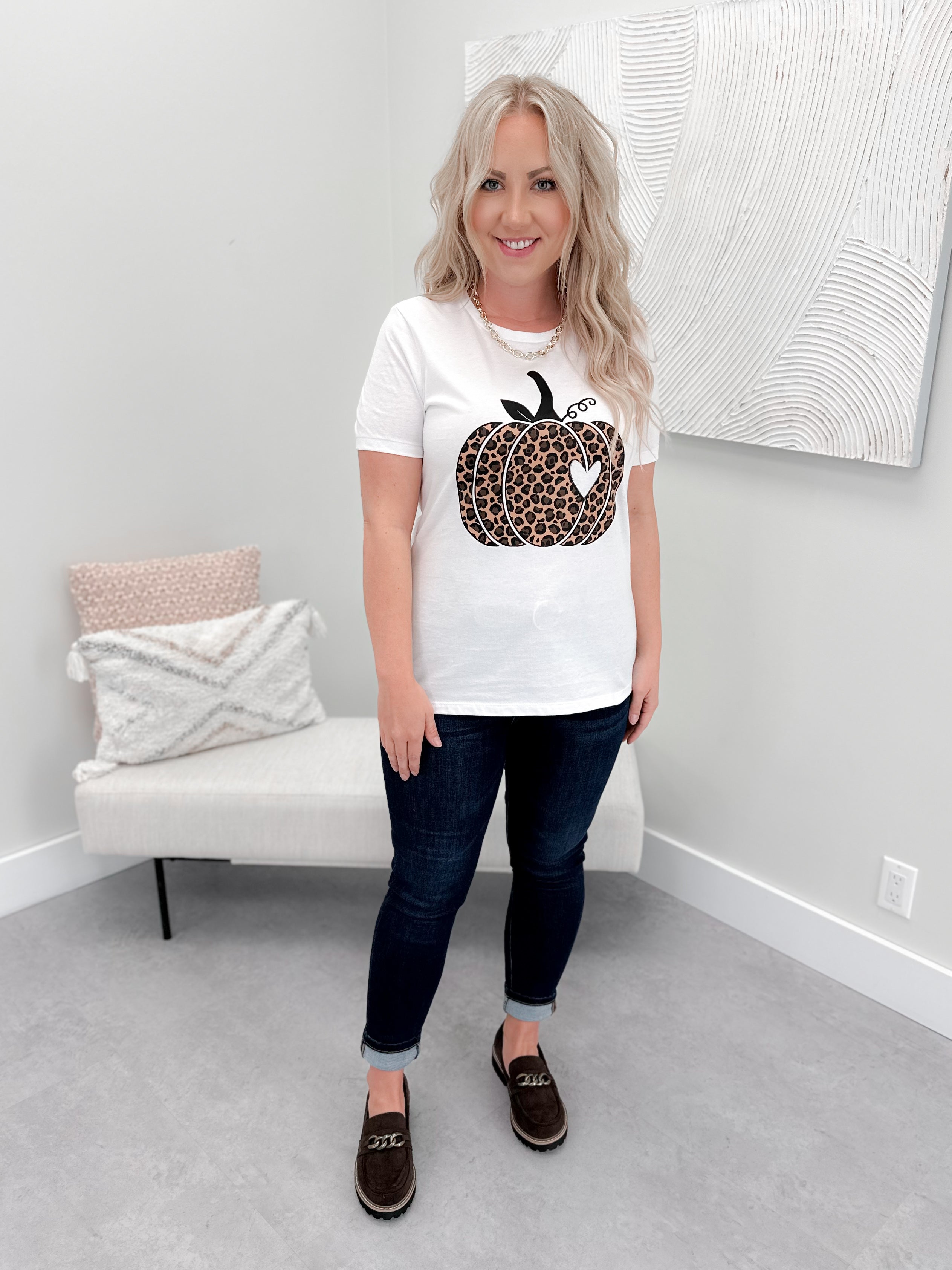 Roxy Foxy Pumpkin Tee in White by Ash + Antler
