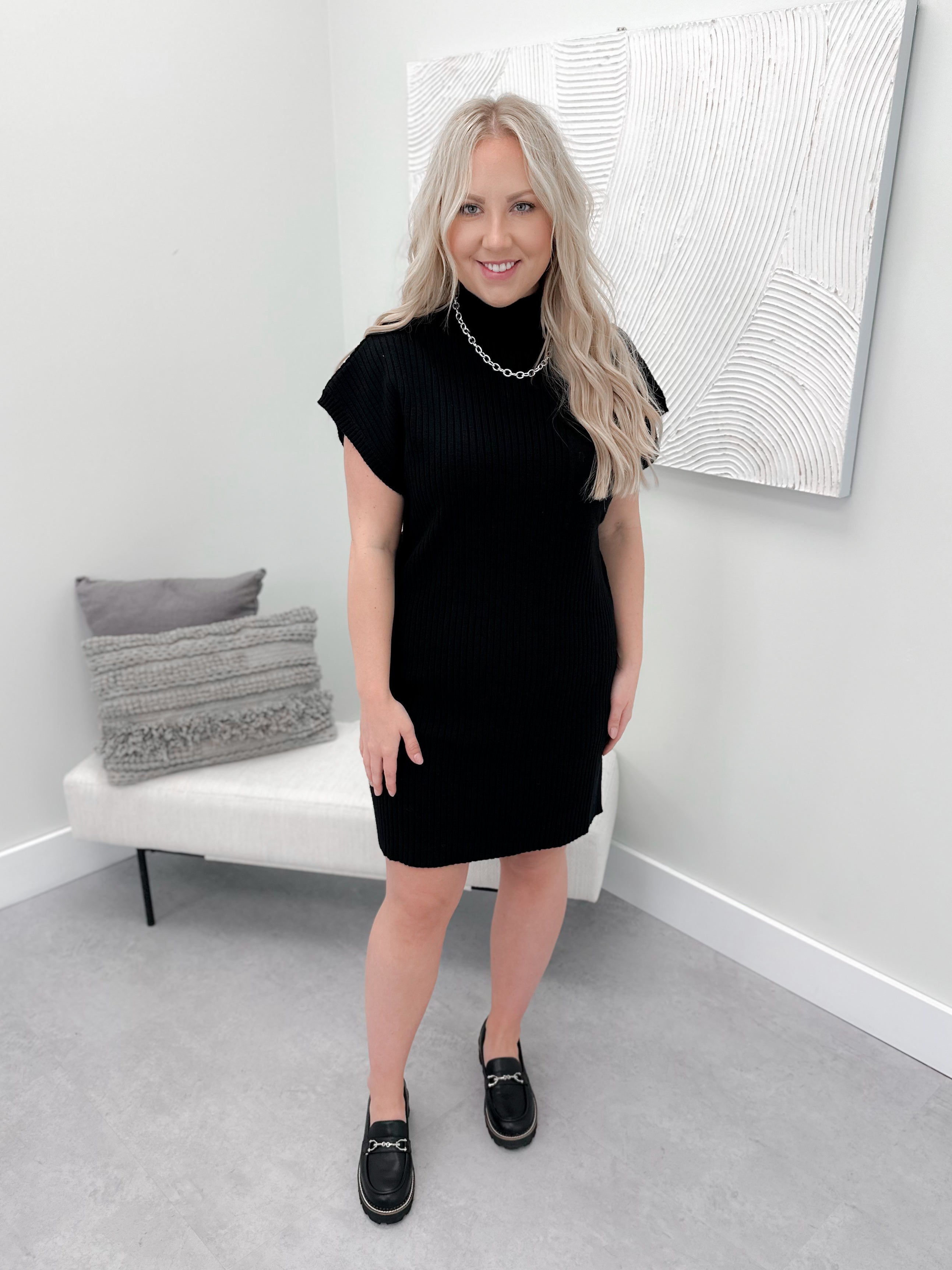 Daphne Sweater Dress in Black