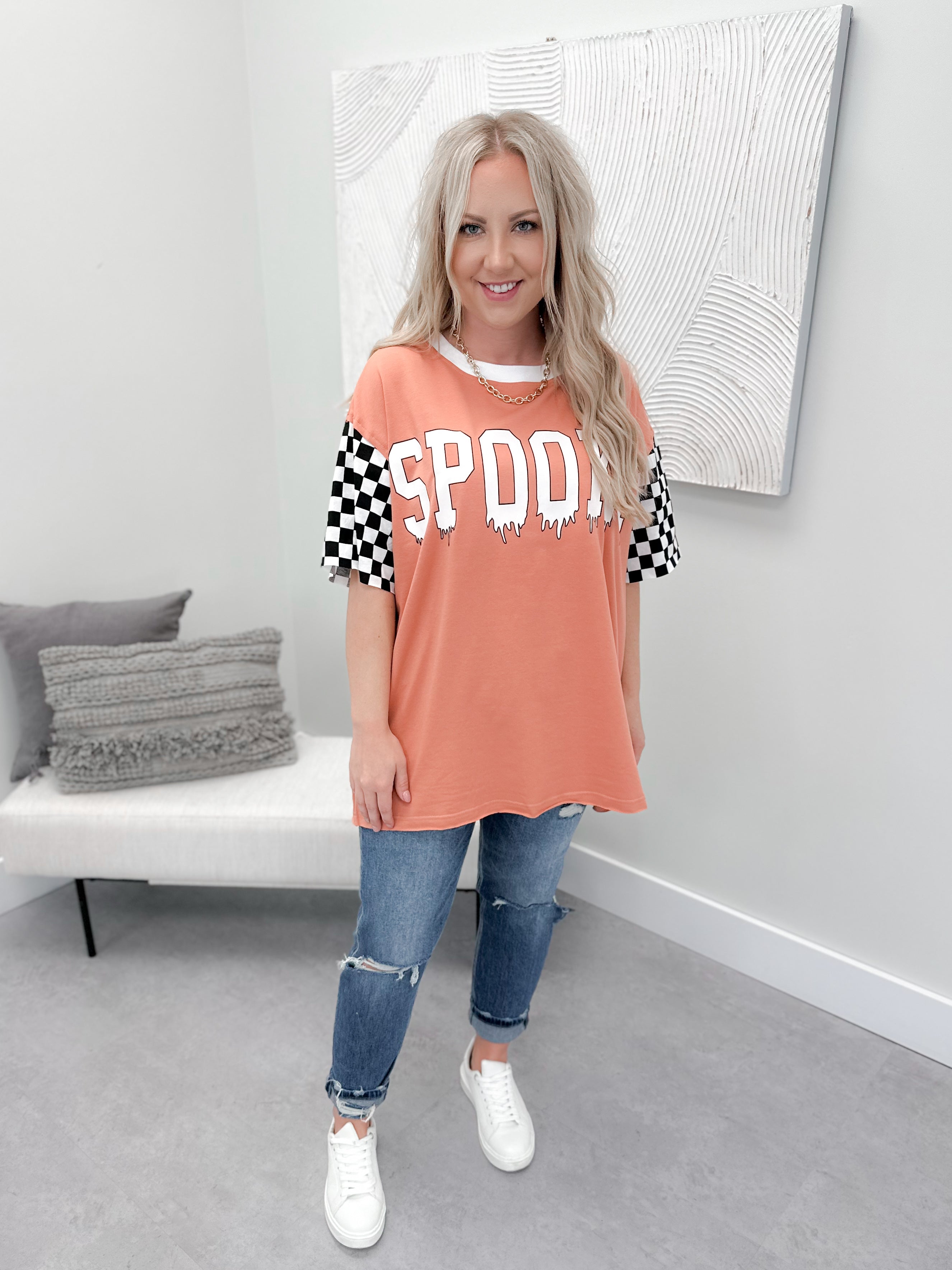 Little Miss Spooky Boyfriend Tee by Ampersand Ave
