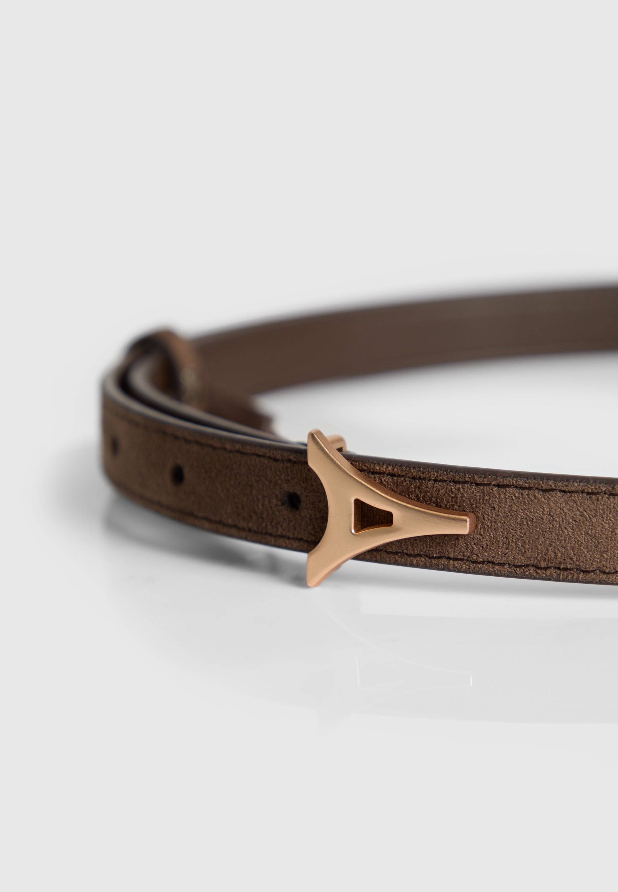 Eiffel Slim Suede Belt - Brown/Gold