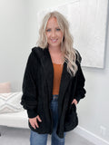 Foxy Faux Fur Jacket in Black