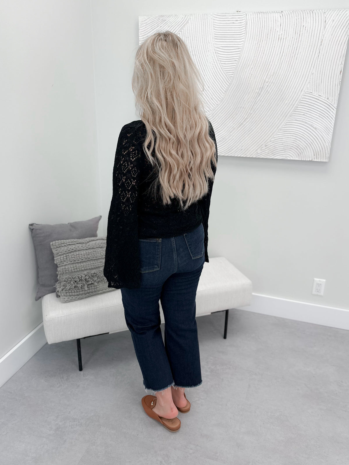 Whitley Crochet Sweater in Black