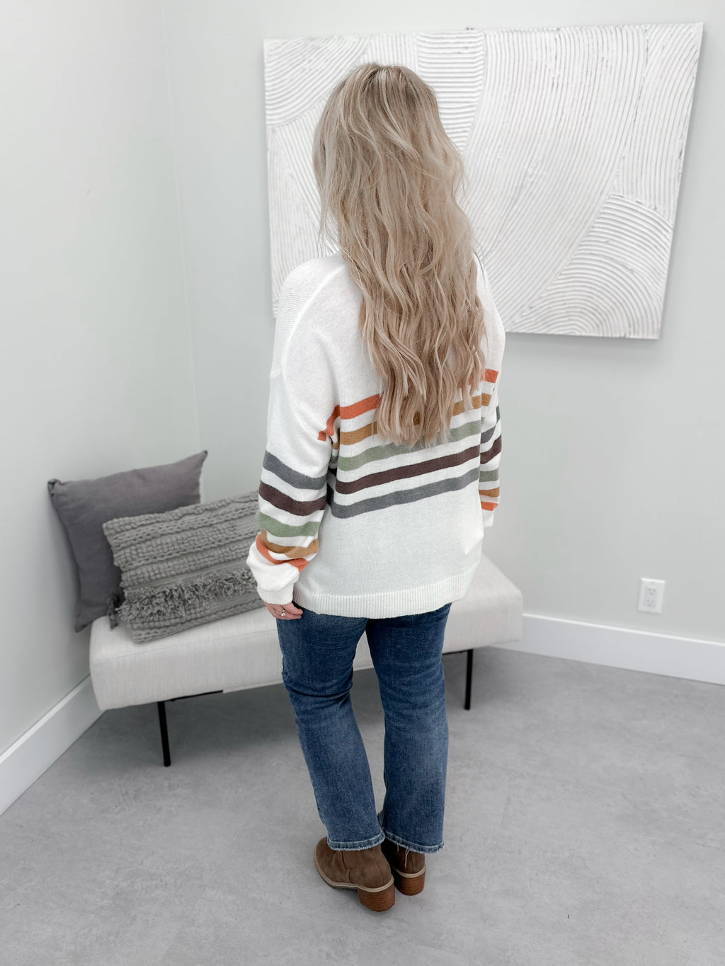 Maude Stripe Sweater in Off White