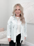 Rocket Star Jean Shacket in Ice Blue