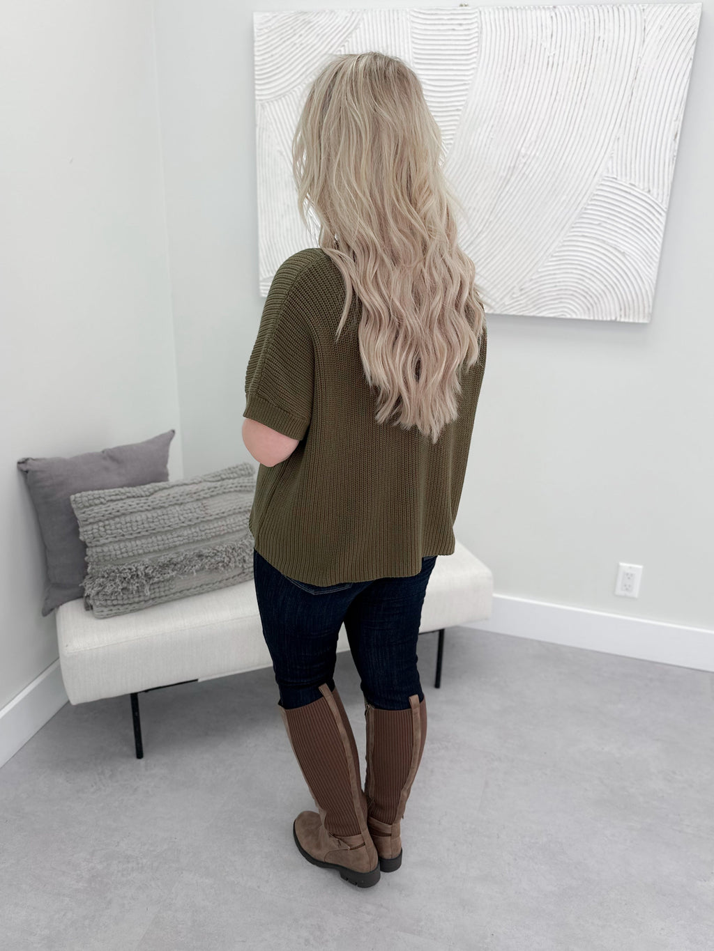 Locklan Pocket Sweater Tee in Olive
