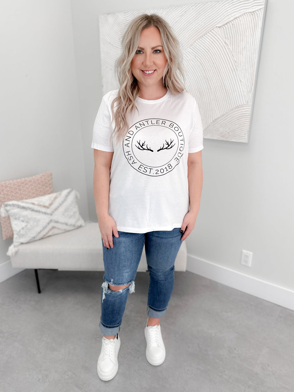 The Original Tee in White by Ash + Antler