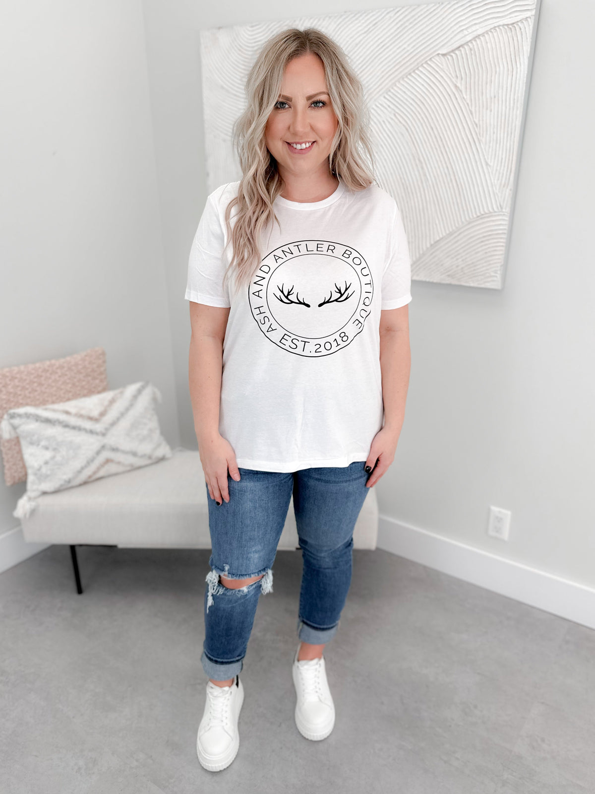 The Original Tee in White by Ash + Antler