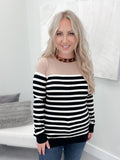 Leopard Collar & Stripes Graham Sweater by Ampersand Ave