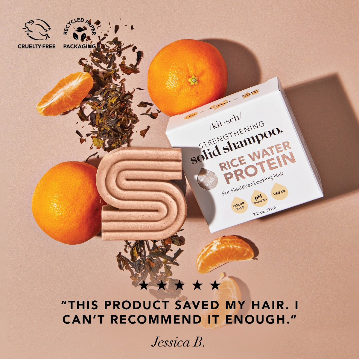 Rice Water Protein Shampoo Bar For Hair Growth by Kitsch