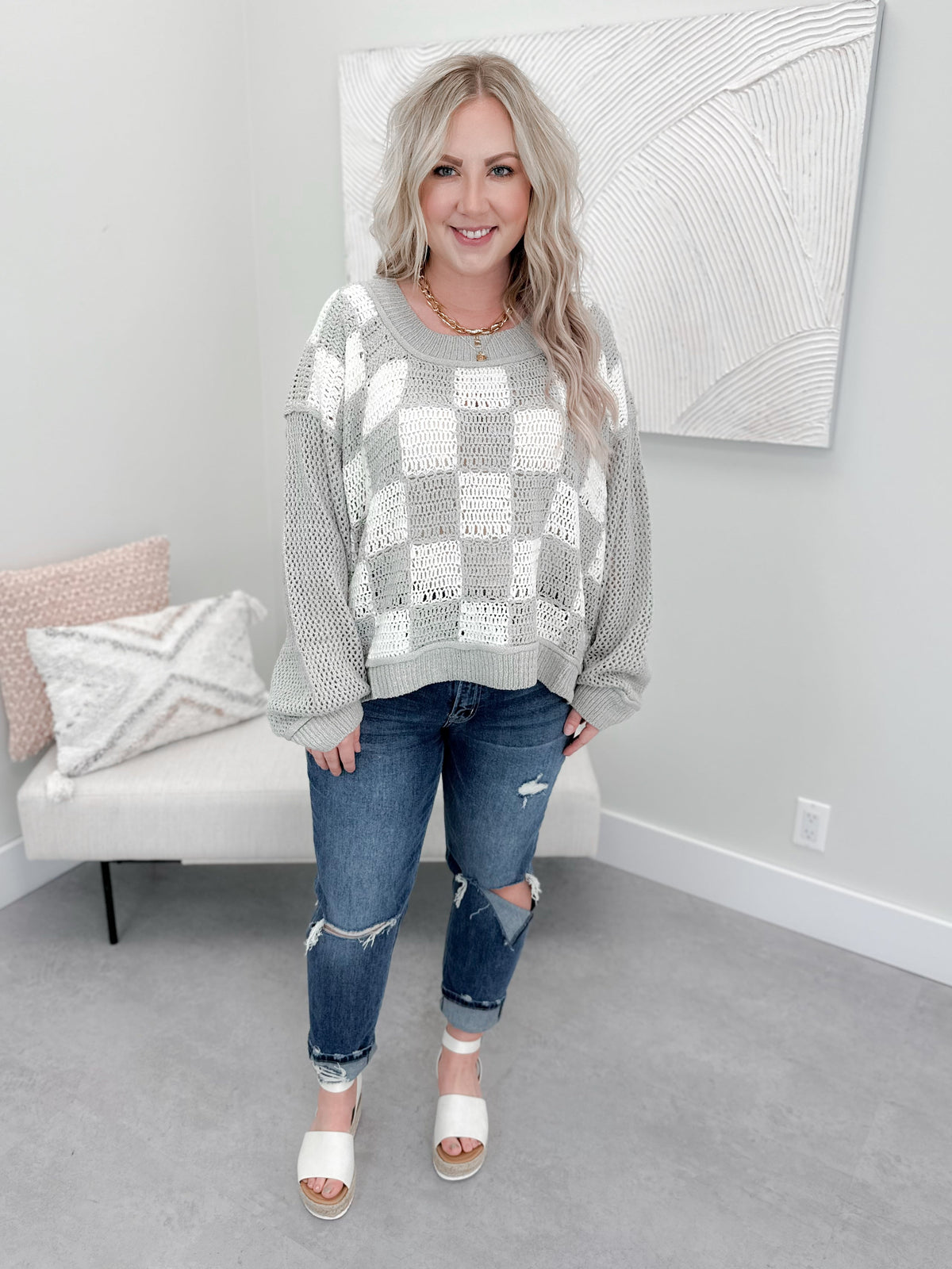 Check it Out Sweater in Grey by Pol