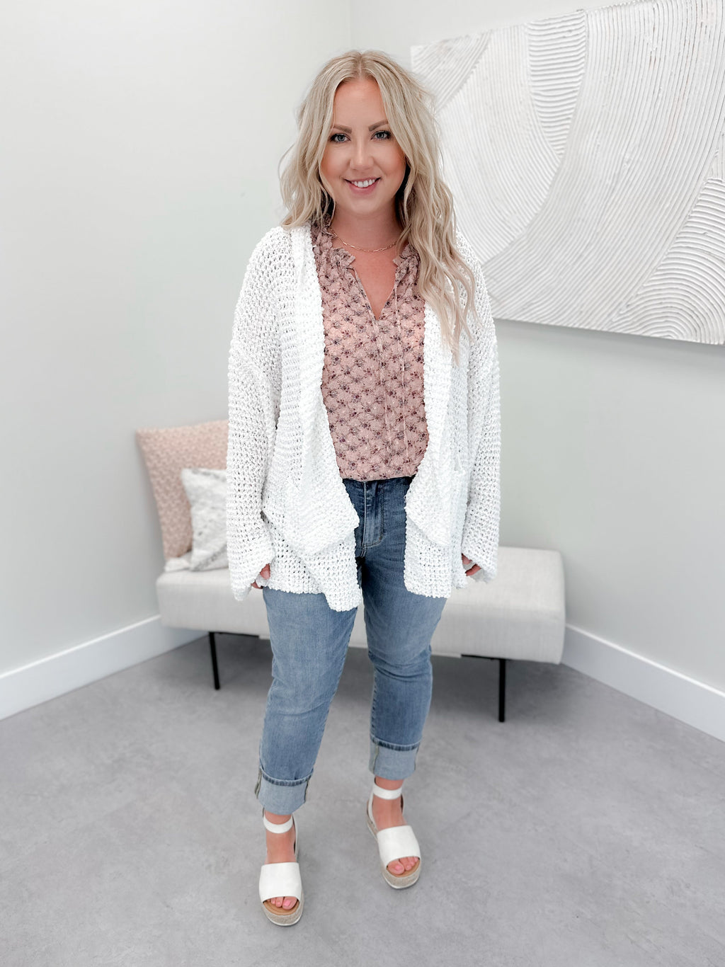 Madeleine Cardigan in Off White by Pol
