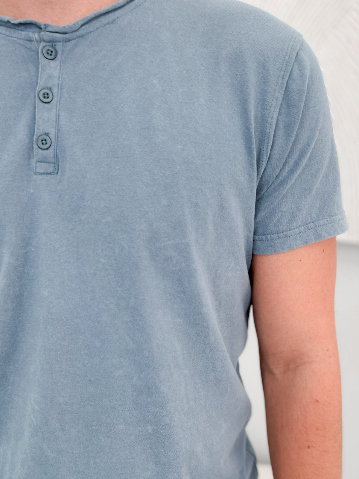 Button Tee in Deep Sea - L/O Size Medium