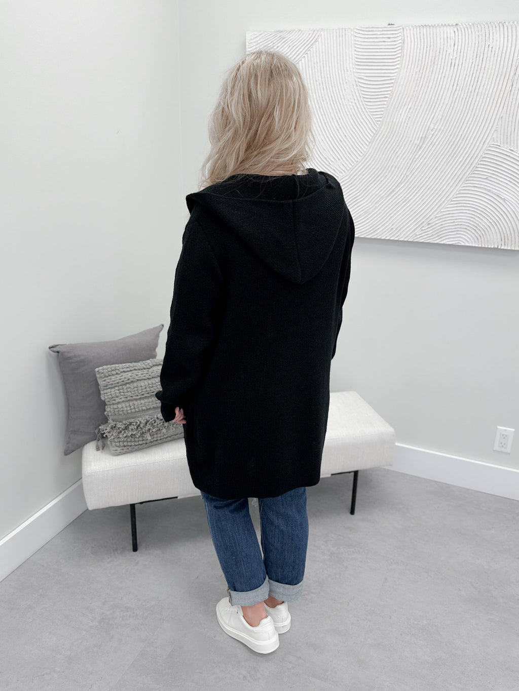 Granger Hooded Cardigan in Black