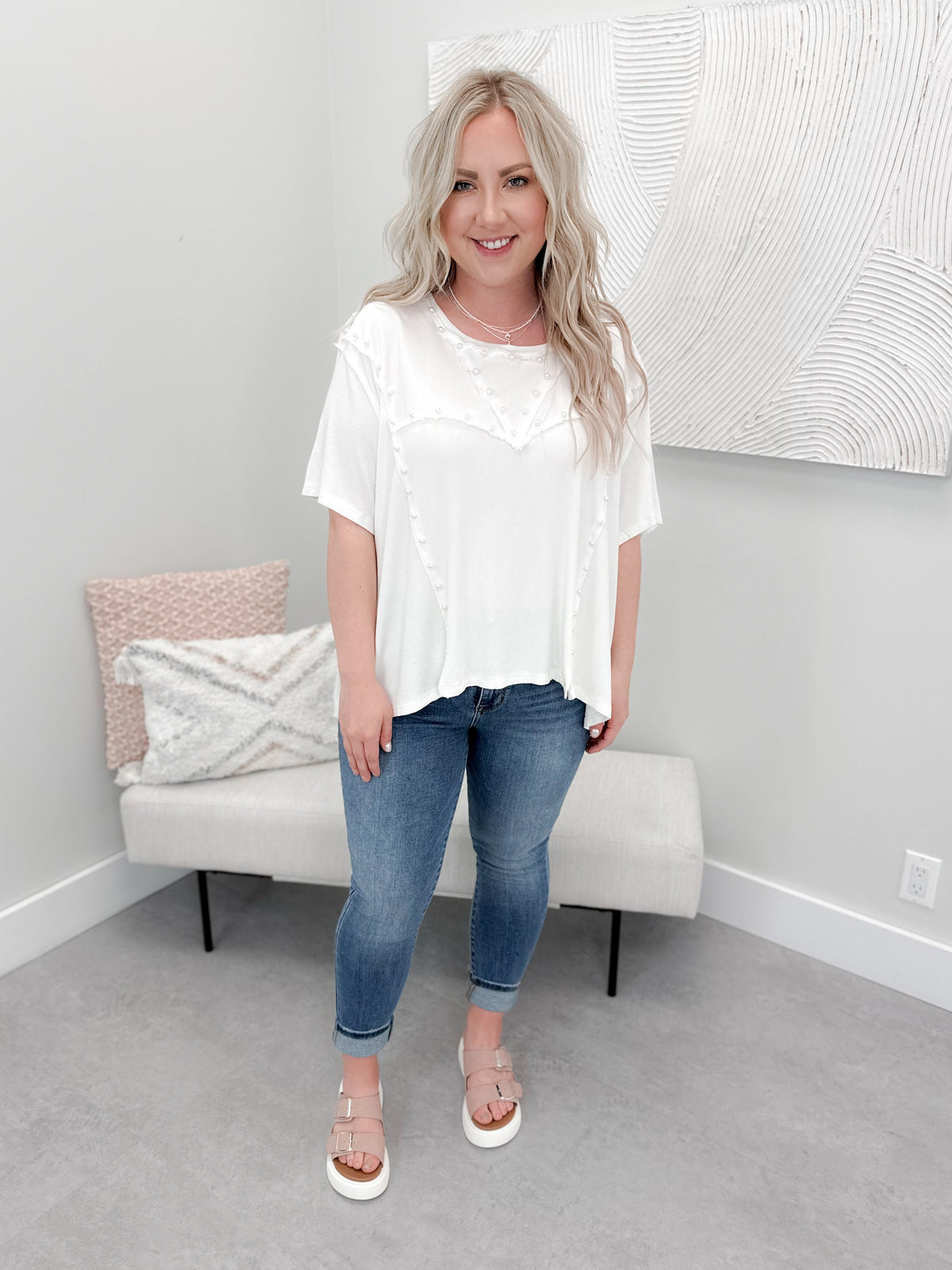 Dem Pearl Tee in Coconut by Pol