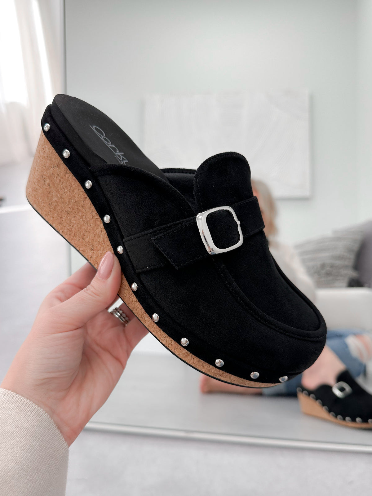 Just Precious Mule in Black Suede