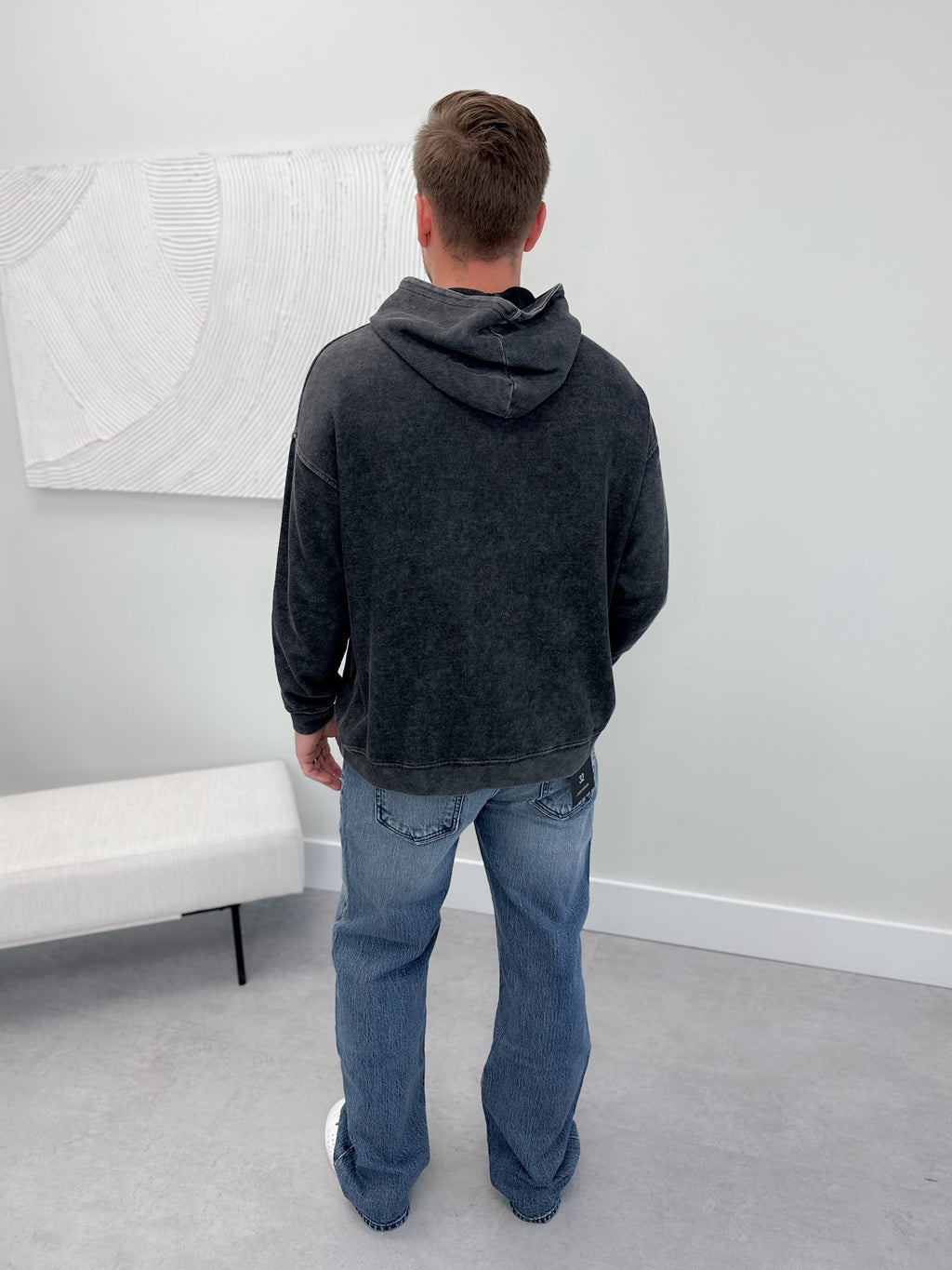 Haze Mens Hoodie in Washed Black
