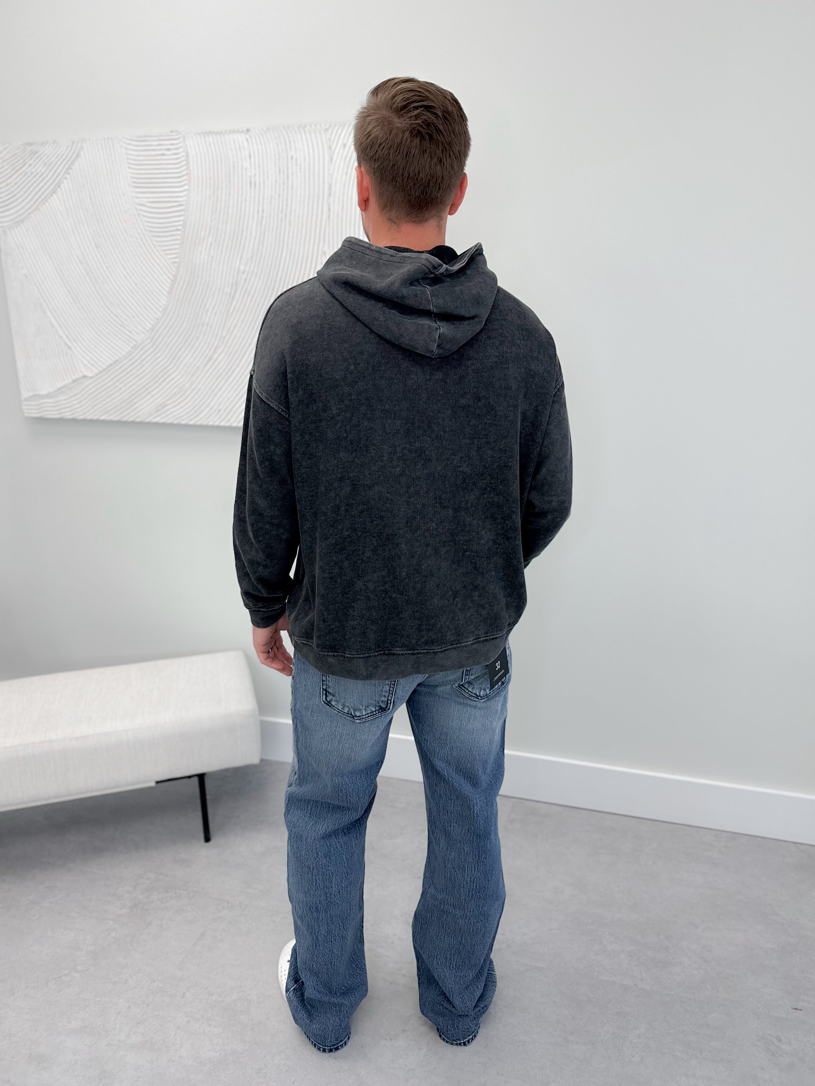 Haze Mens Hoodie in Washed Black