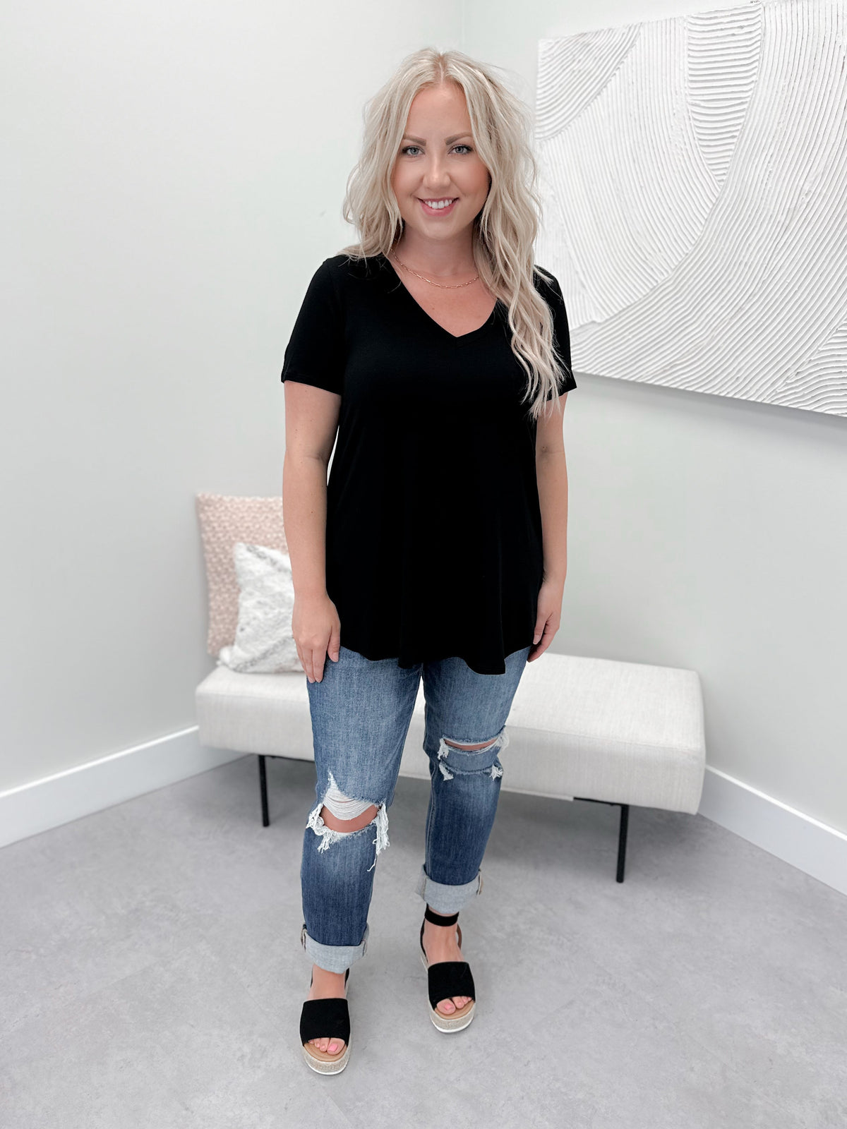 Leah Pocket Tee in Black
