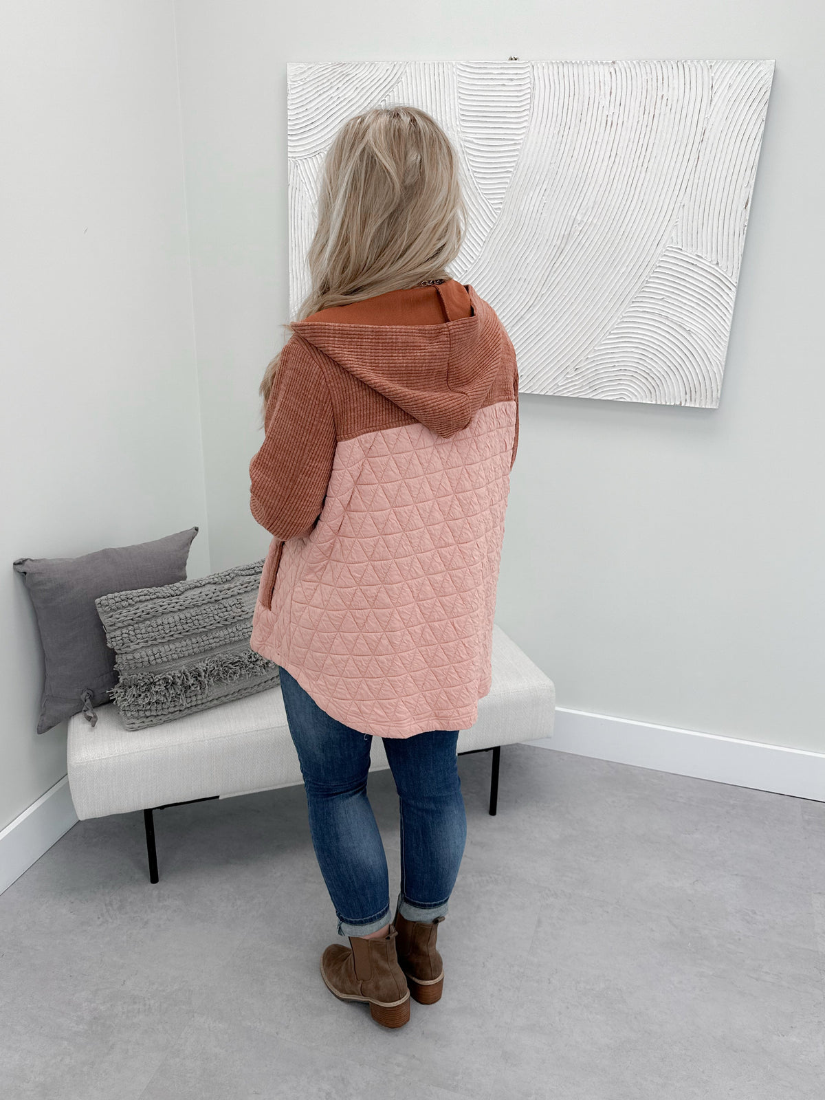 Qamara Quilted Shacket in Blush