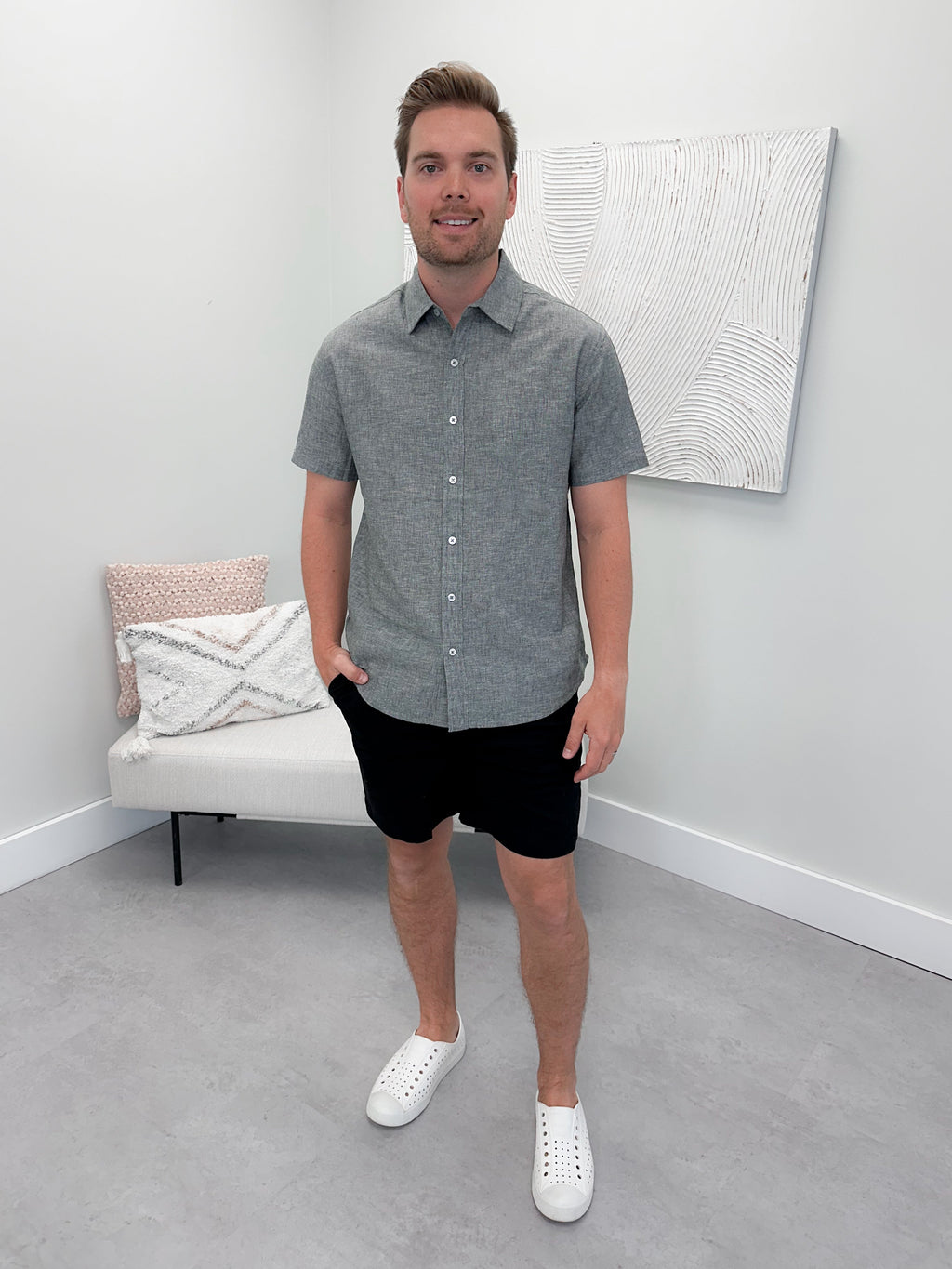 Jeffery Mens Button Up in Grey