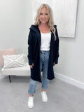 Cozy Hooded Cardigan in Navy