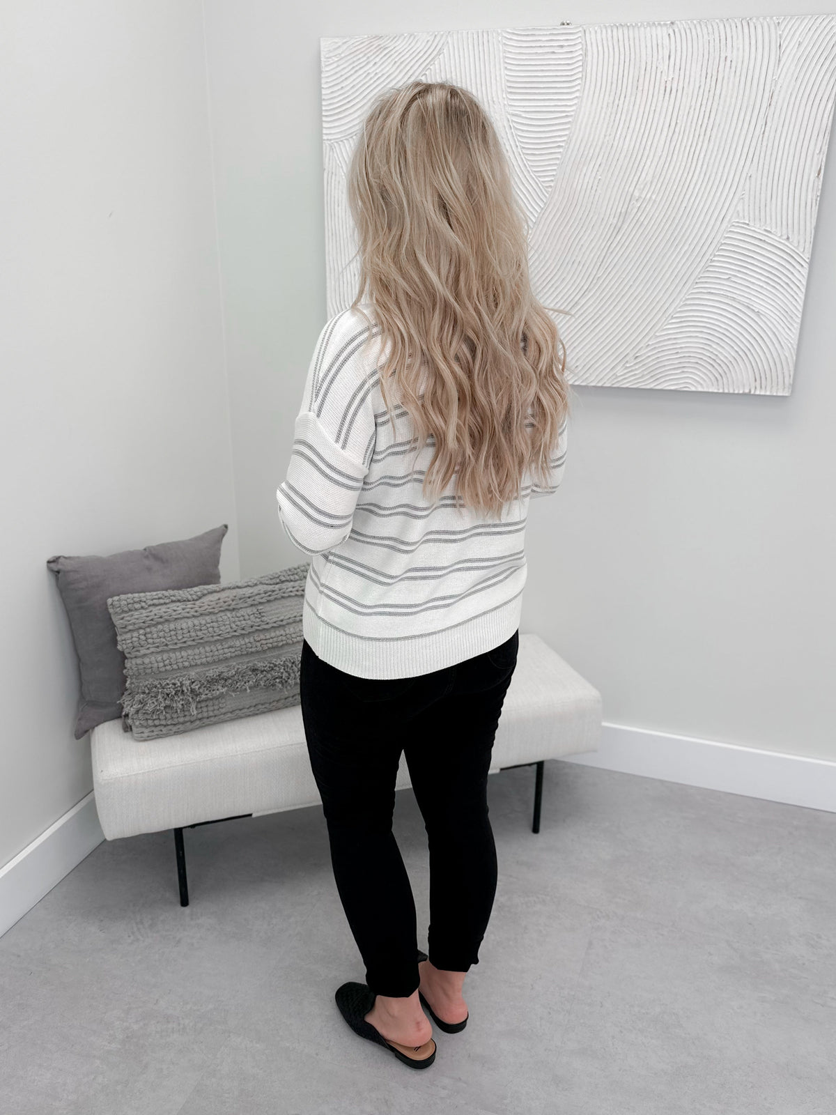 Perla Striped Sweater in Ivory