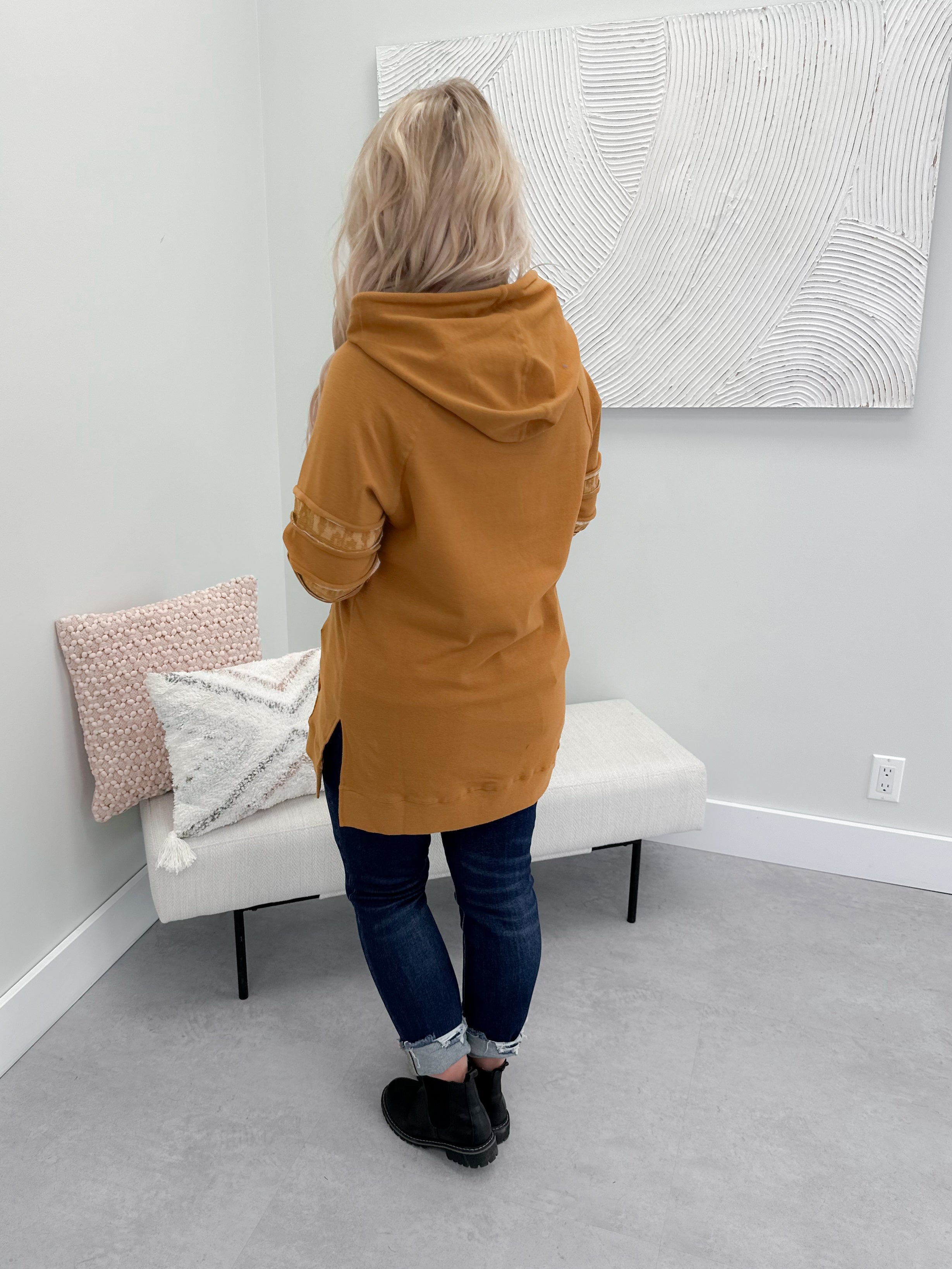 Made For You Sideslit Hoodie in Maple by Ampersand Ave