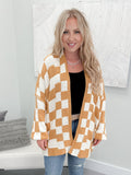 Zora Checkered Cardi in Mustard