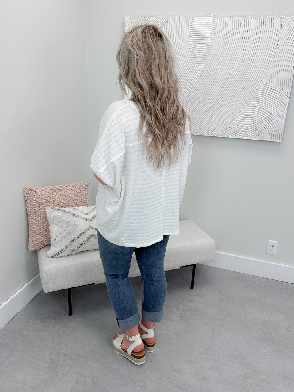 Emmett Textured Top in Coconut - Size Small