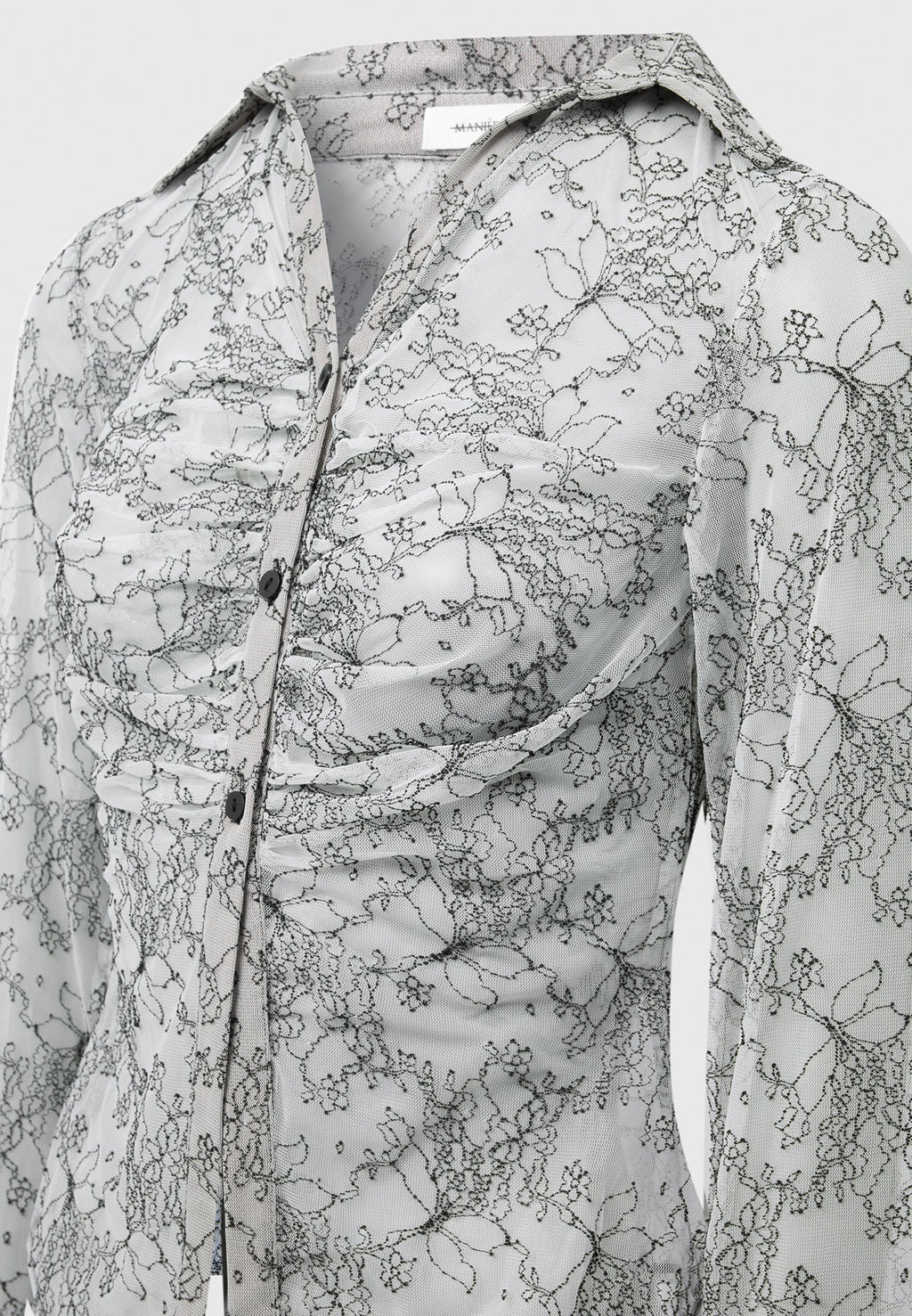 Lace Mesh Contour Shirt - Off White