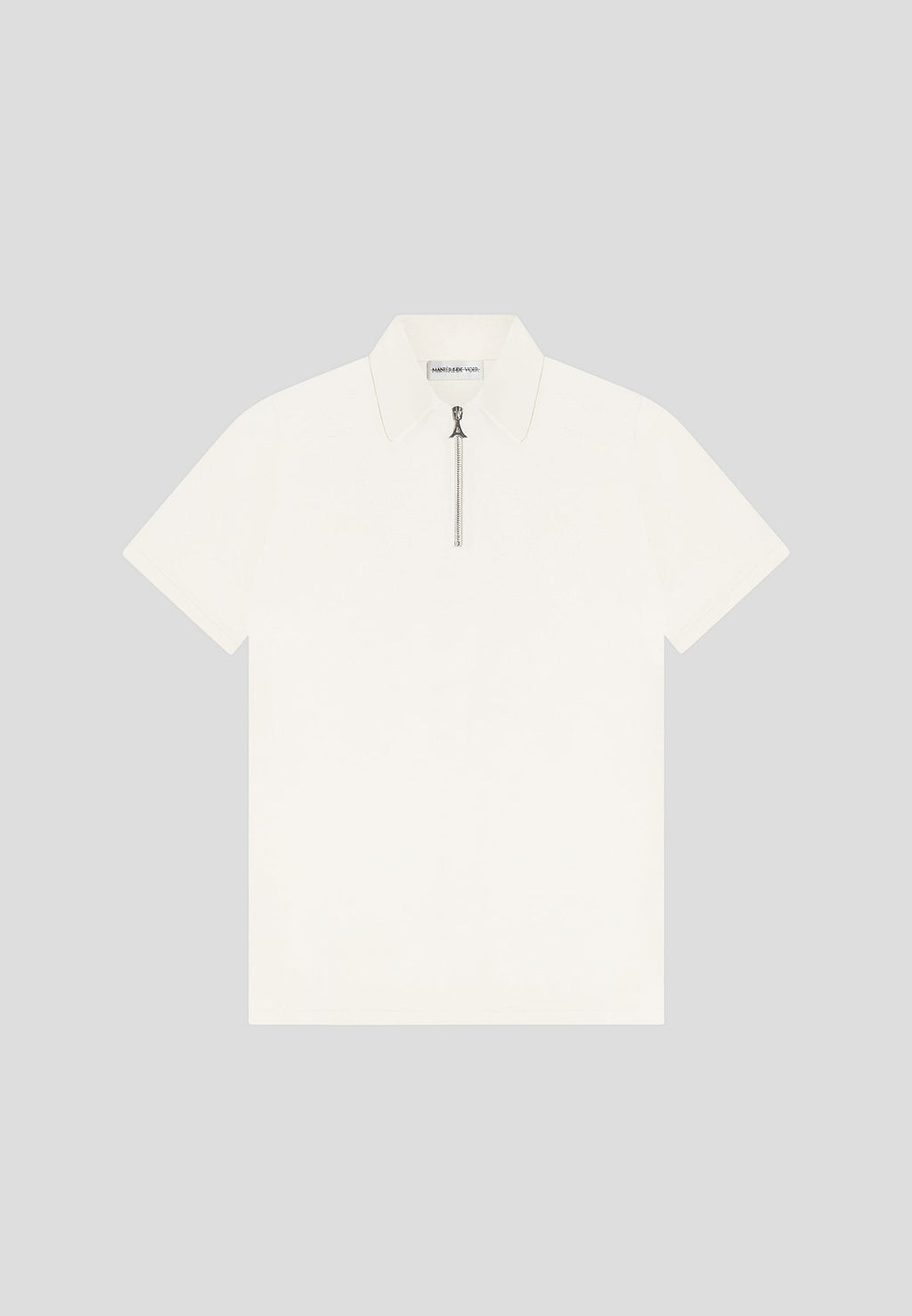 Luxe Polo Top With Zip - Off White