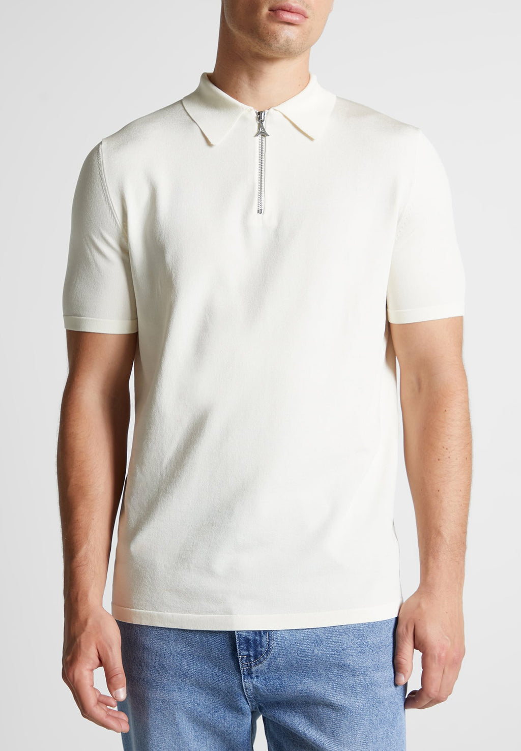 Luxe Polo Top With Zip - Off White