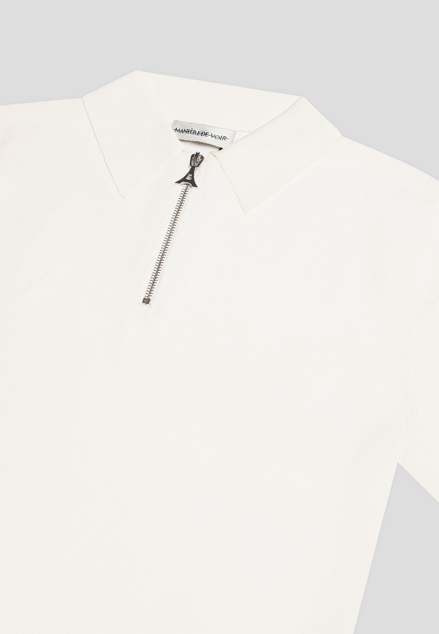 Luxe Polo Top With Zip - Off White