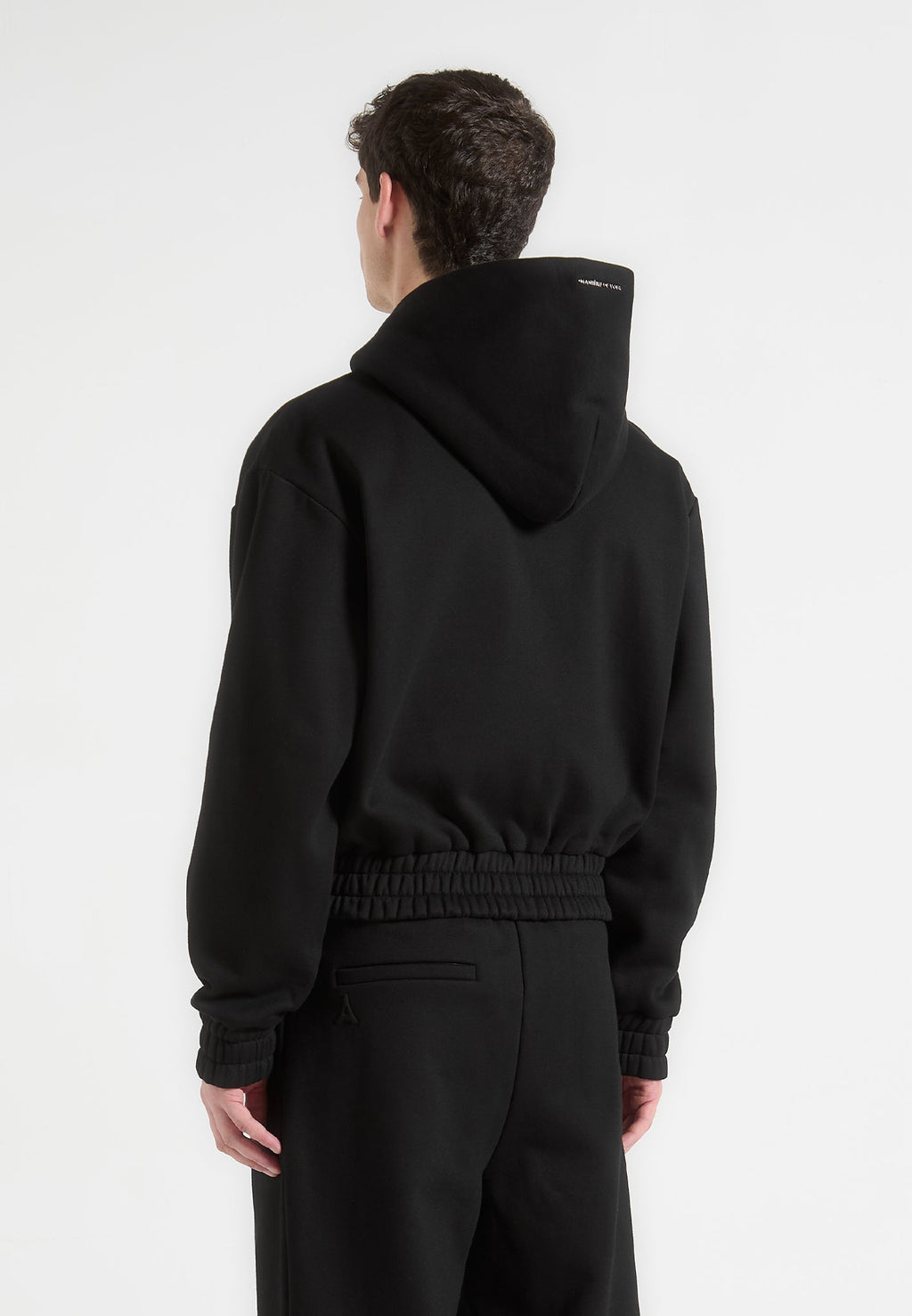 Éternel Cropped Zip Hoodie - Black