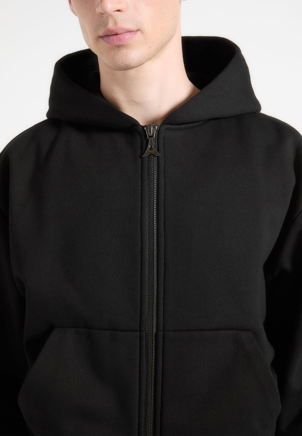 Éternel Cropped Zip Hoodie - Black