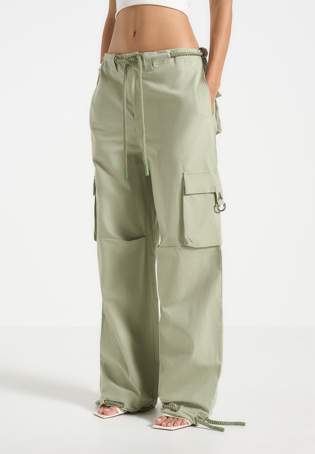 Ripstop Parachute Cargo Pants - Sage