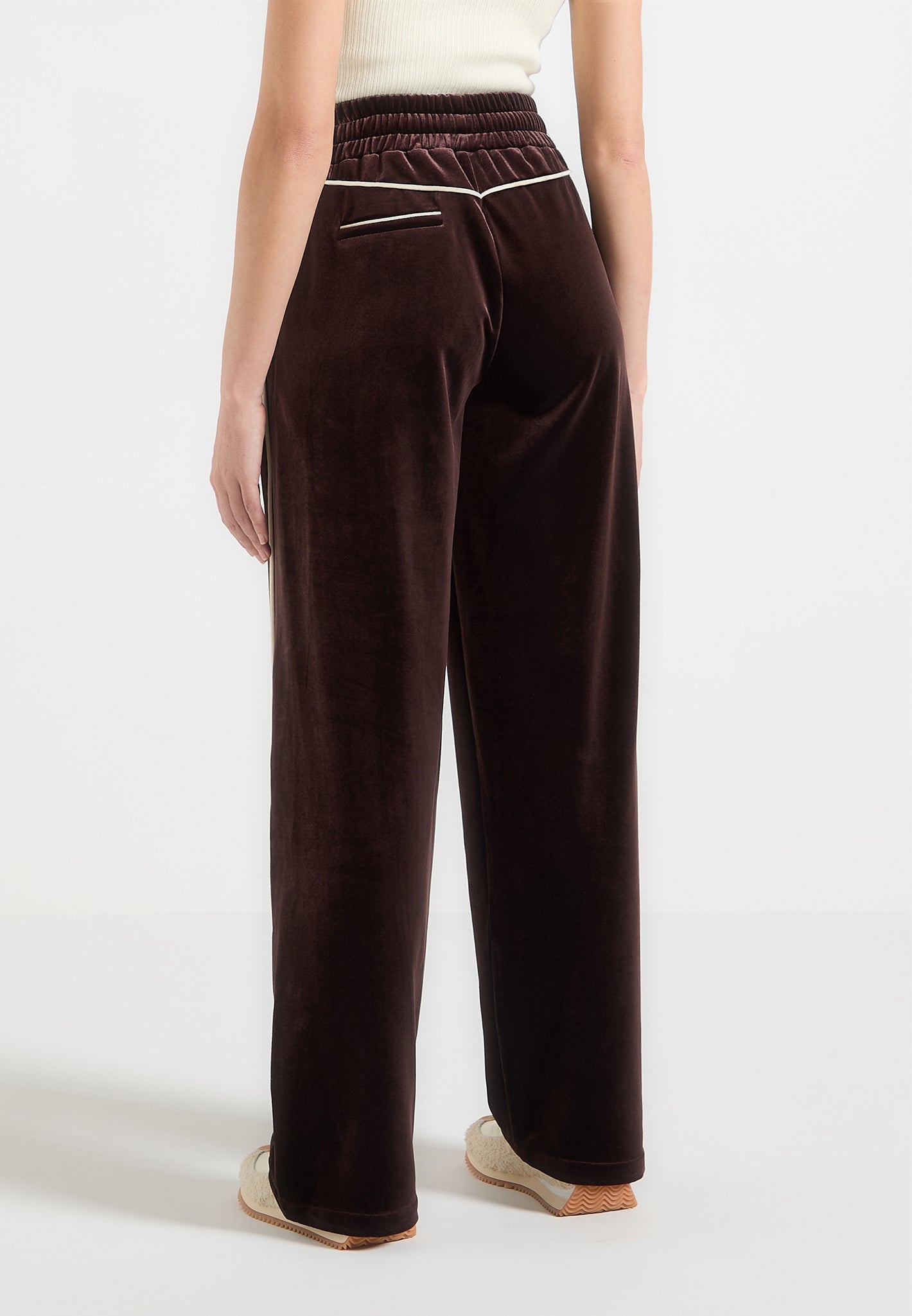 Eiffel Velour Straight Leg Joggers - Brown