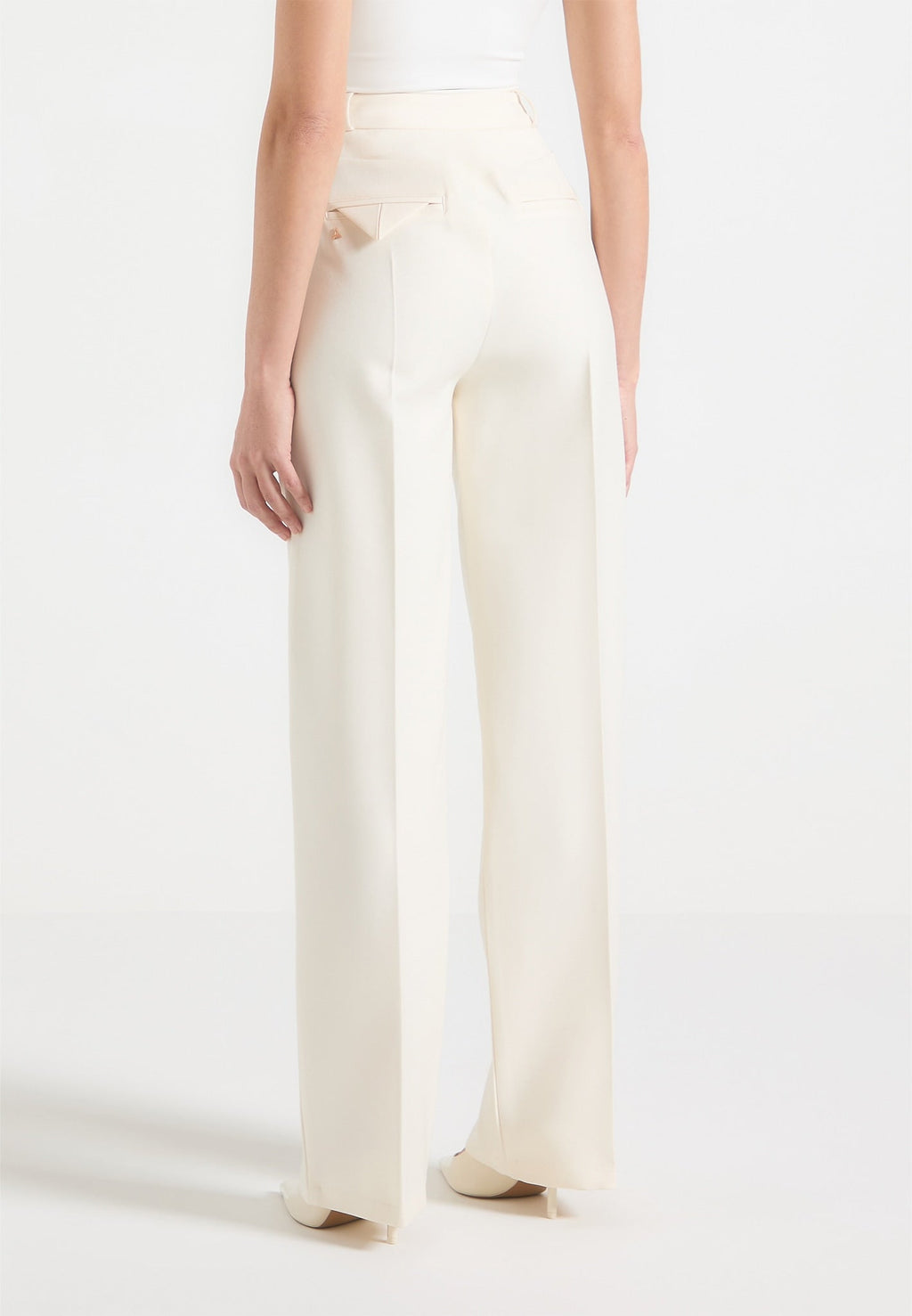 Tailored Twin Pleat Trousers - Cream
