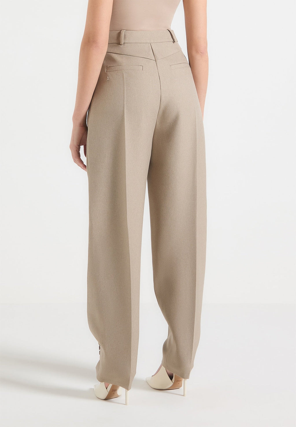 Twist Leg Tailored Trousers - Taupe