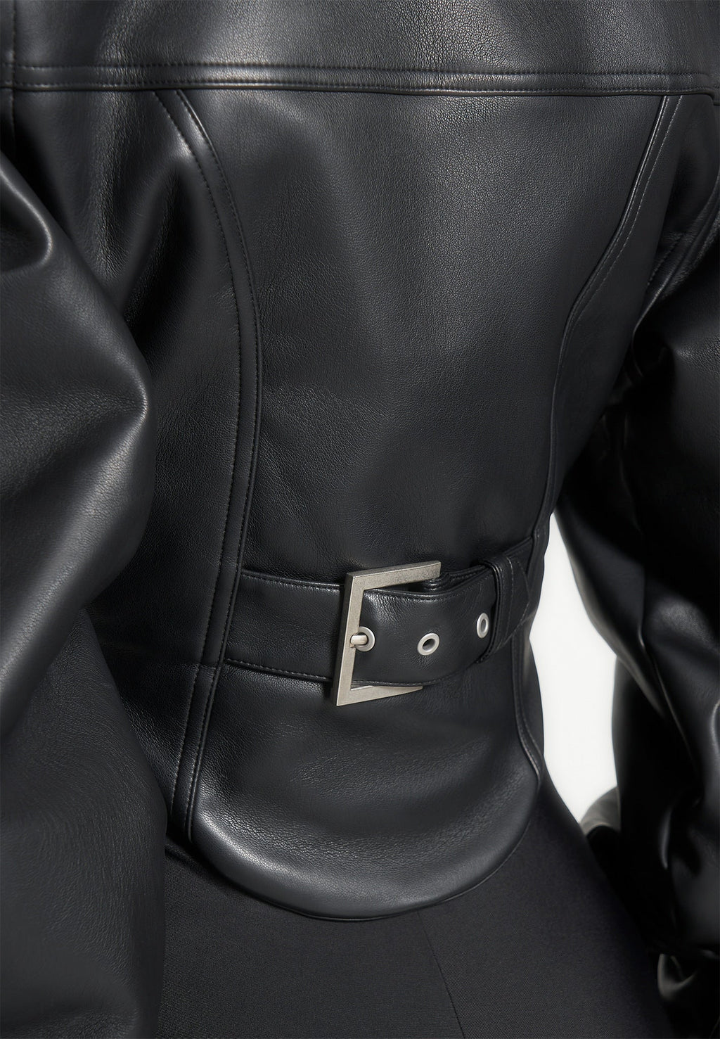 Leather Tacked Sleeve Corset Jacket - Black