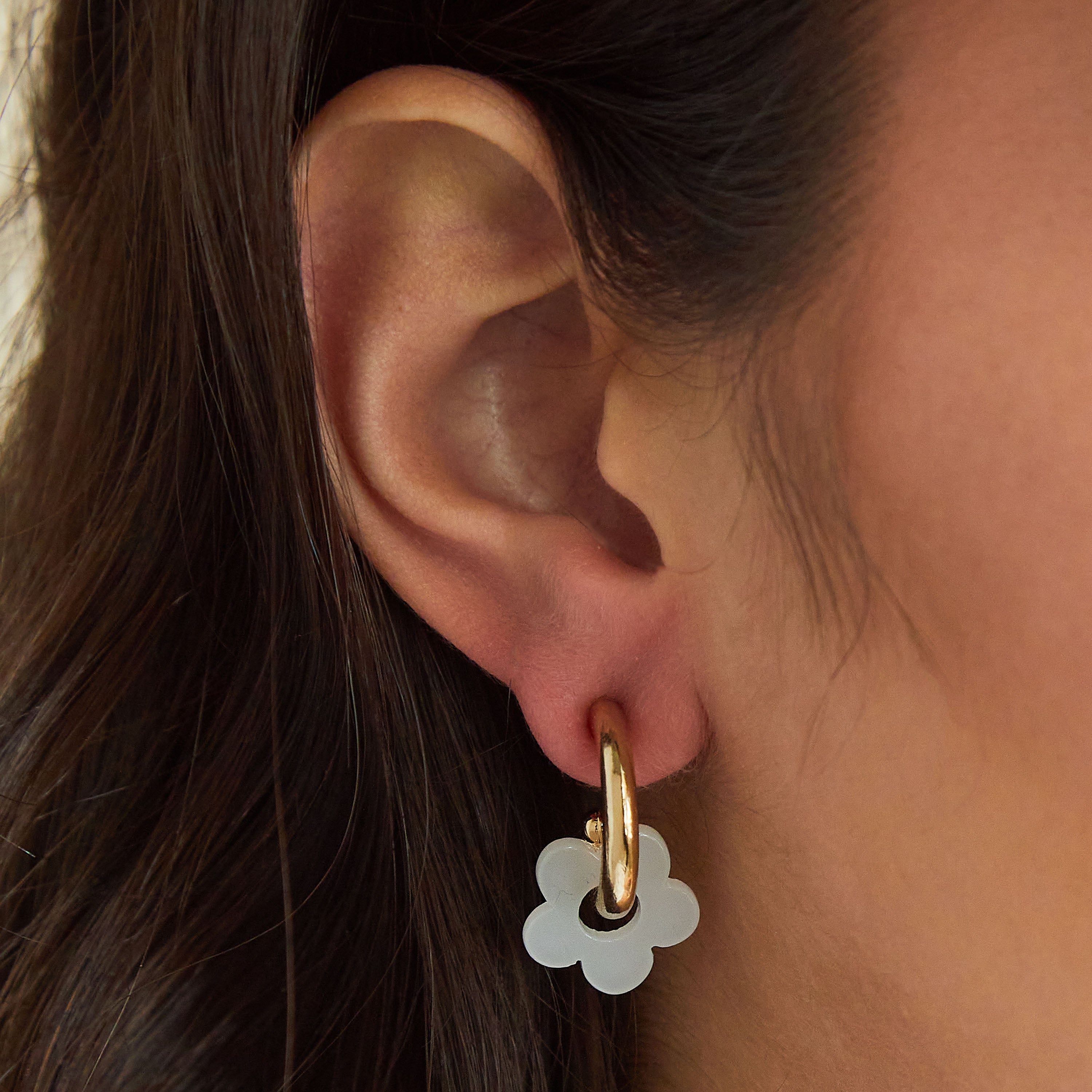 Purple & White Flower Earrings