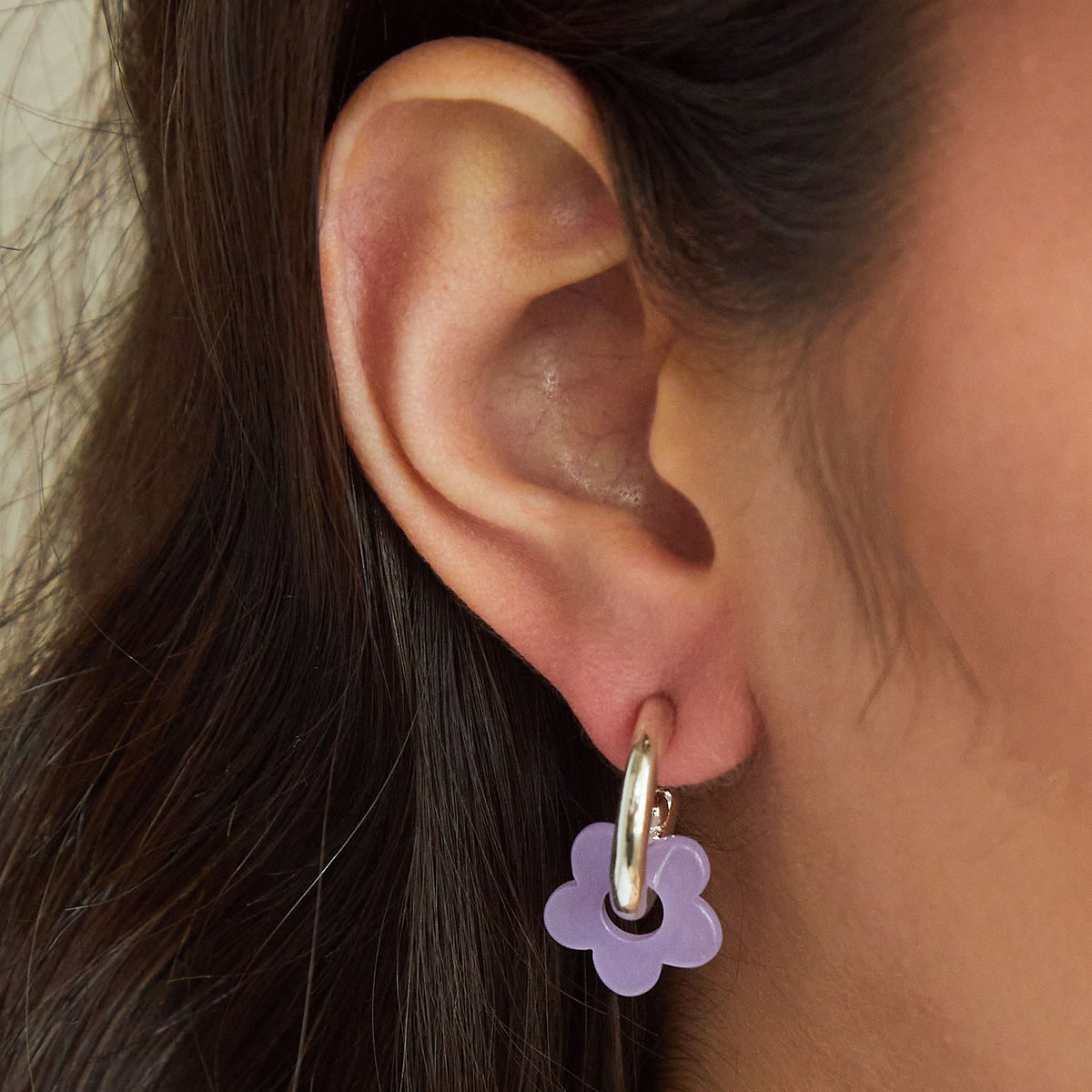 Purple & White Flower Earrings