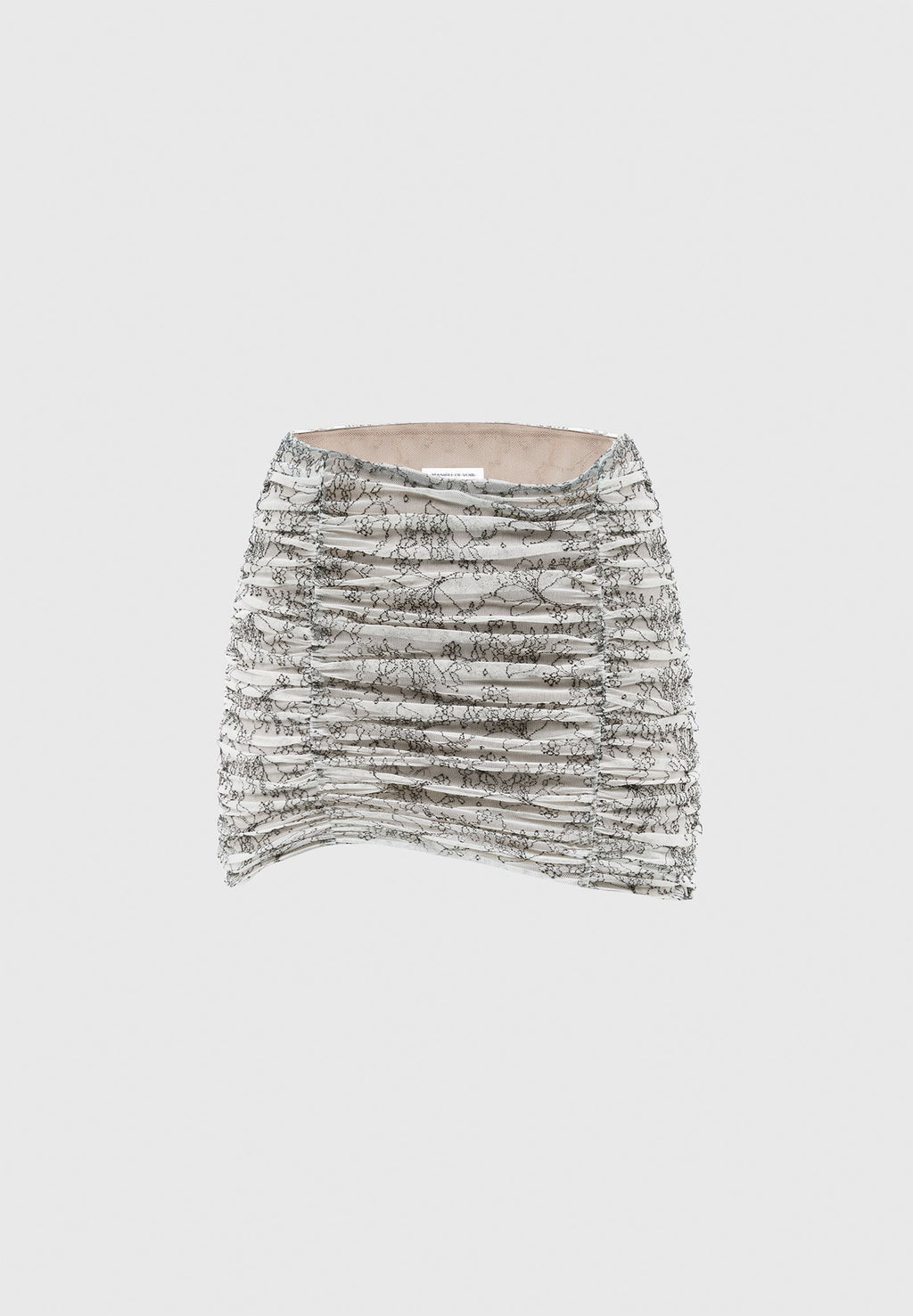 Ruched Lace Asymmetric Mini Skirt - Off White